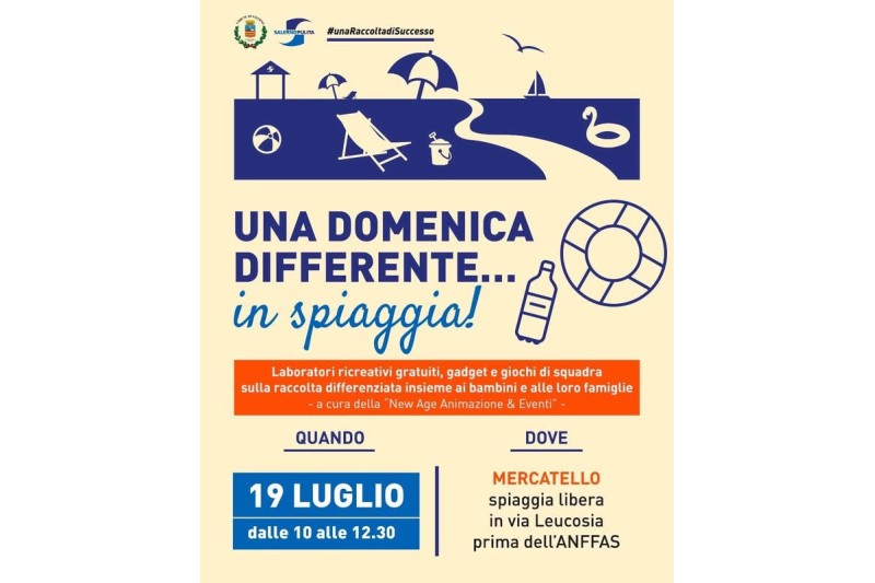 locandina domenica differente in spiaggia